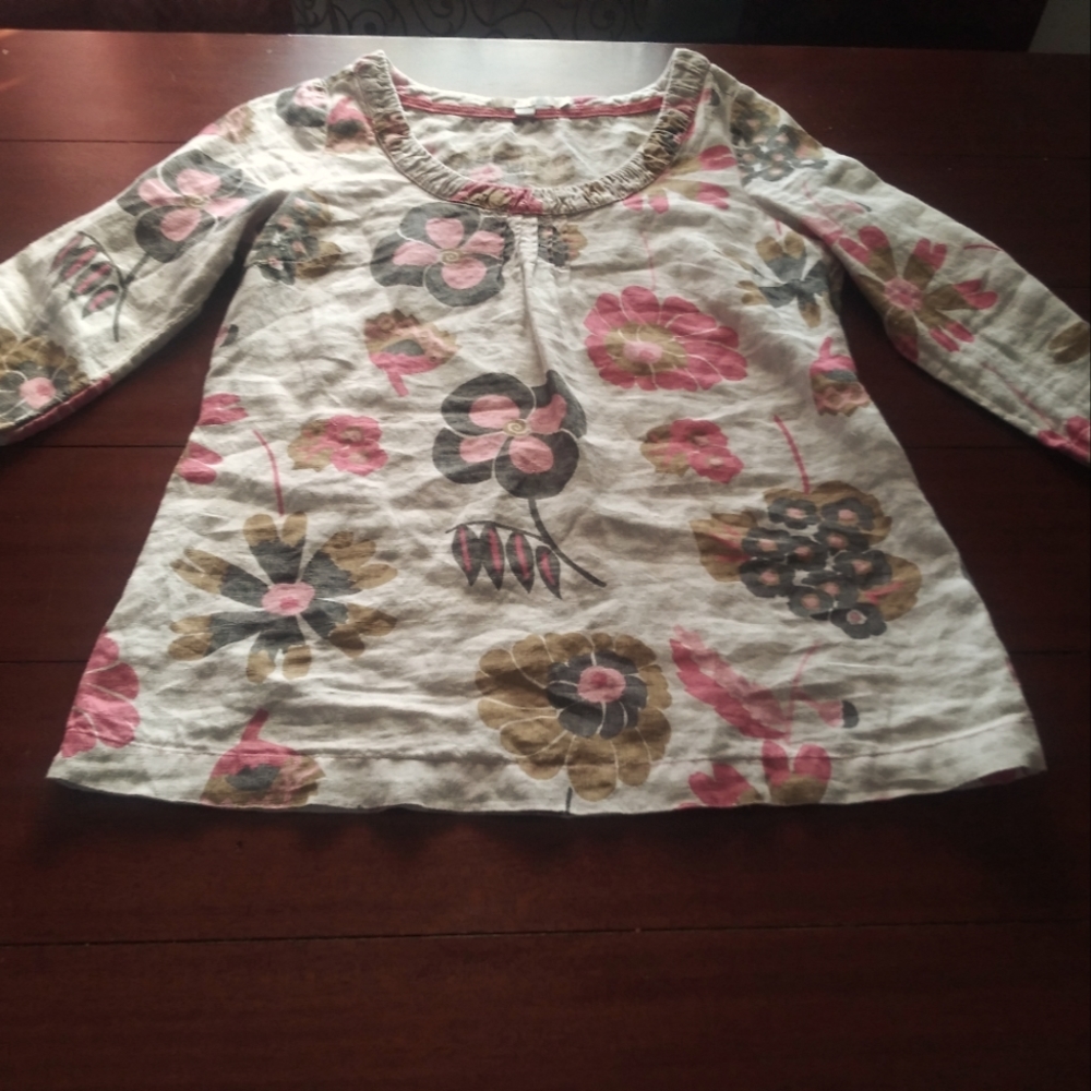 2 for $20 Boden Floral Print Linen Top Blouse Size 8